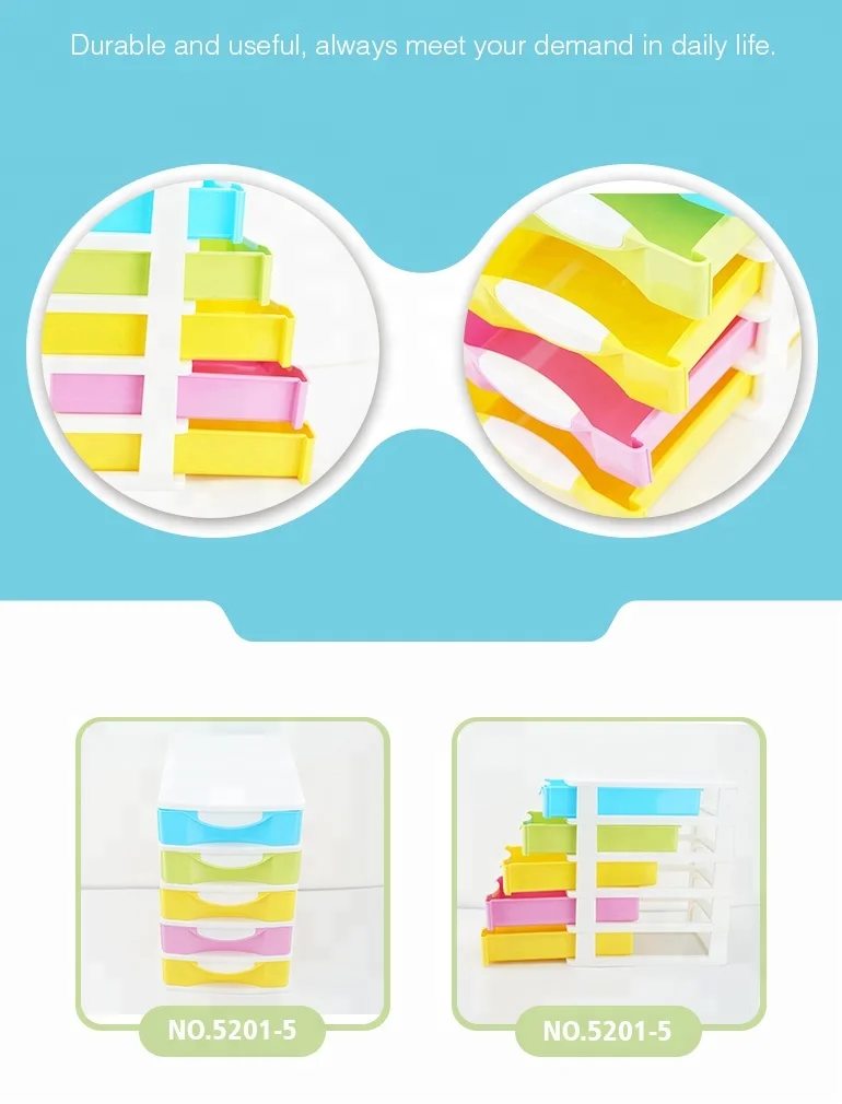 
5-tier small organizer box desk plastic drawer storage for office 