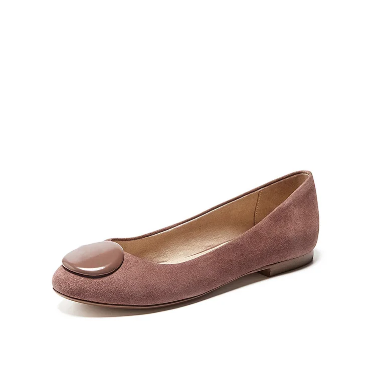 Casual style high-end leather round toe women loafers flat walking style shoes