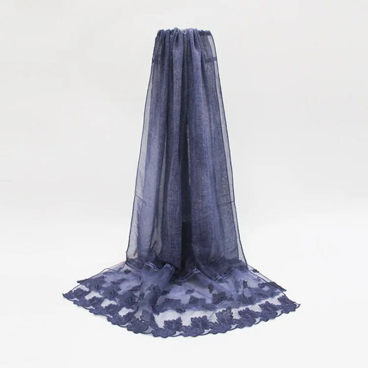 Scarf manufacturers promotional soft long cotton winter lady fashion lace scarf pashmina