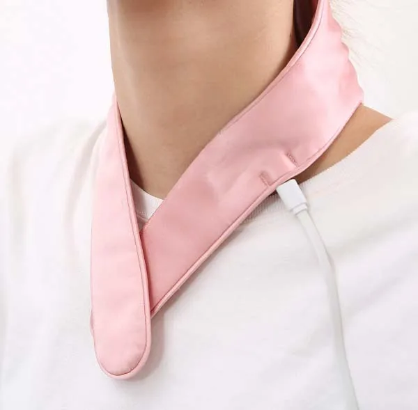 100% Silk USB Charge Graphene Heated Neck Pad for Far Infrared Therapy