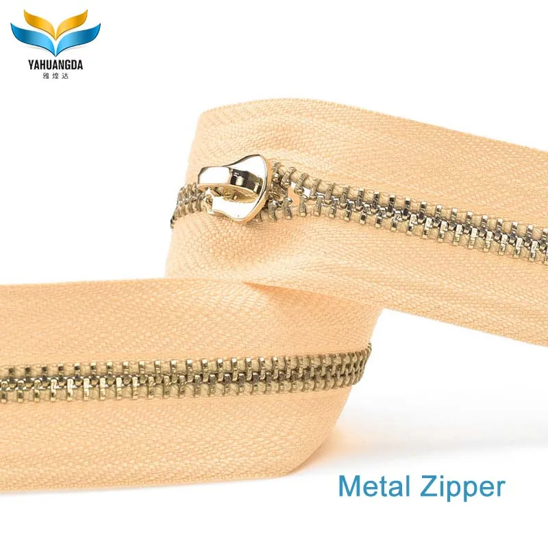 custom leather design metal zipper with metal slider for bag making accessories