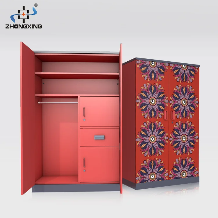 Офисная мебель для помещений Luoyang Zhongxing, шкафчик из нержавеющей стали с цветным принтом, стальной шкаф для хранения одежды для спальни