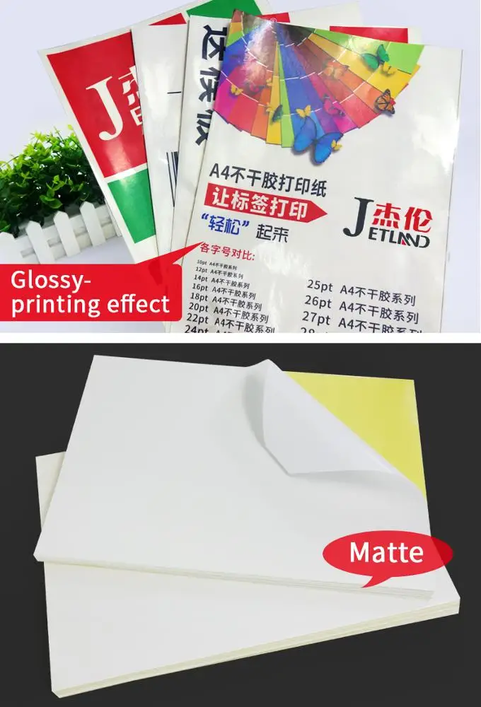 A4 Waterproof  Label stickers PP  Glossy / Matte Surface printing sheets for Inkjet / Laser Printer