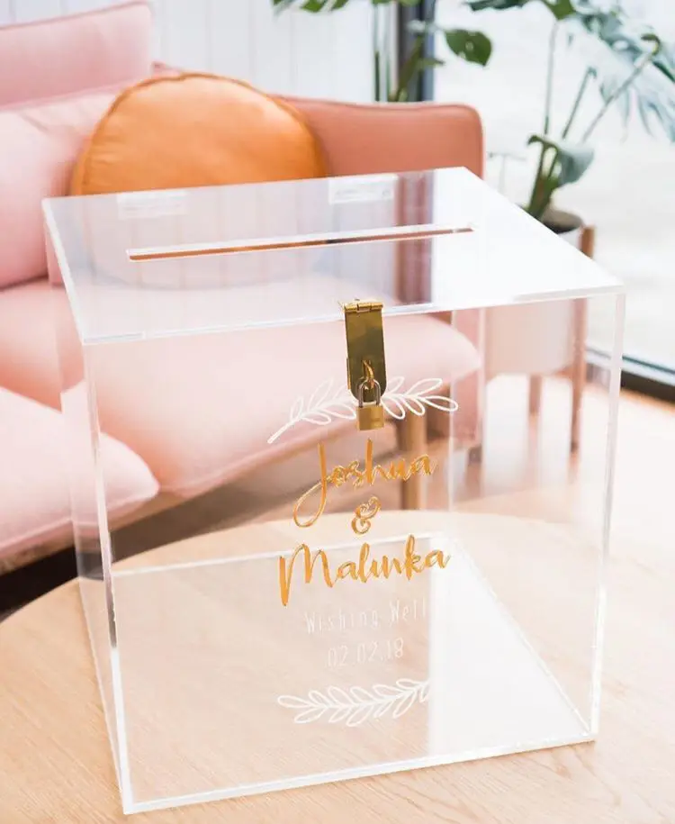 
Hot Sale Customized Size Acrylic Charity Donation Box Wedding Wishing Well box 