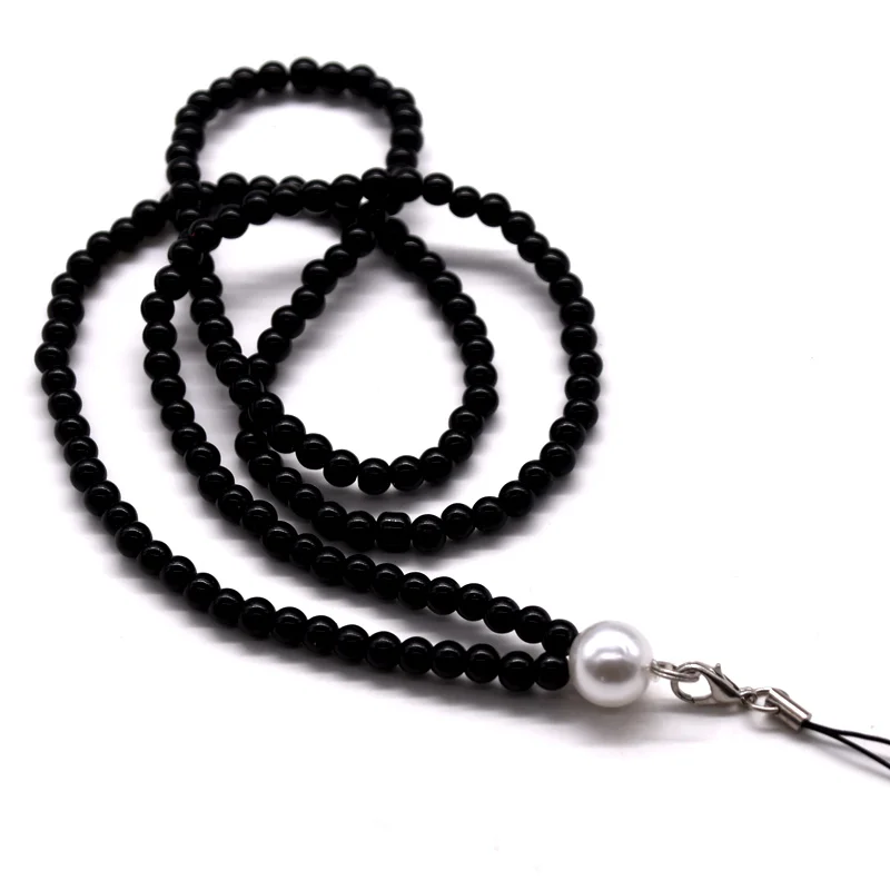 
Hot sale black crystal rhinestone necklace lanyard with cellphone loop 