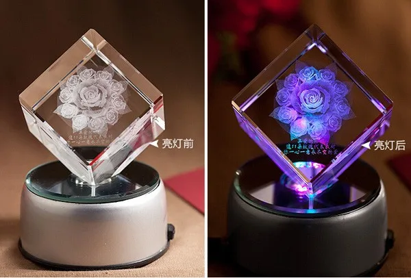 3d laser crystal solid glass cube for gift