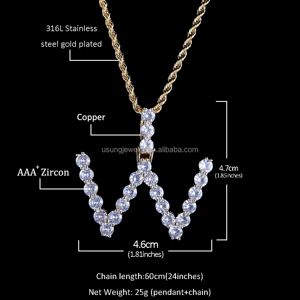 
Custom Gold Plated 925 Sliver Alphabet Letter D Pendant Necklace 