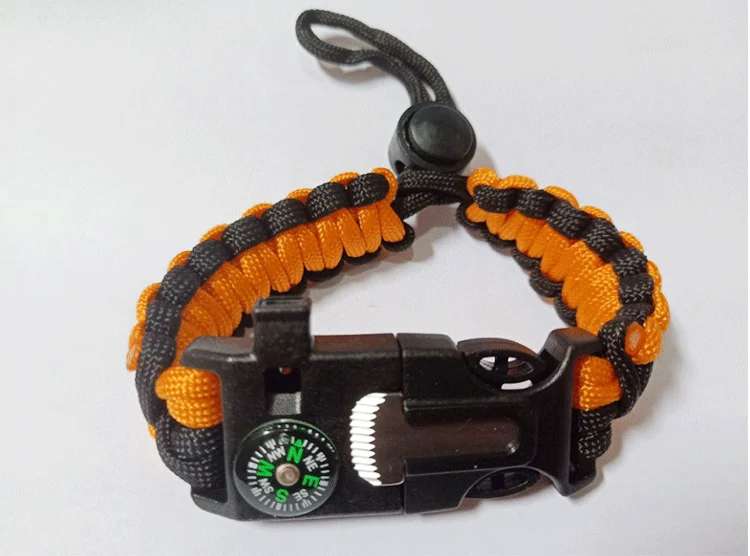 
New Survival tools whistle compass knife flint buckle survival knife bracelet Outdoor bracelet survival with men 