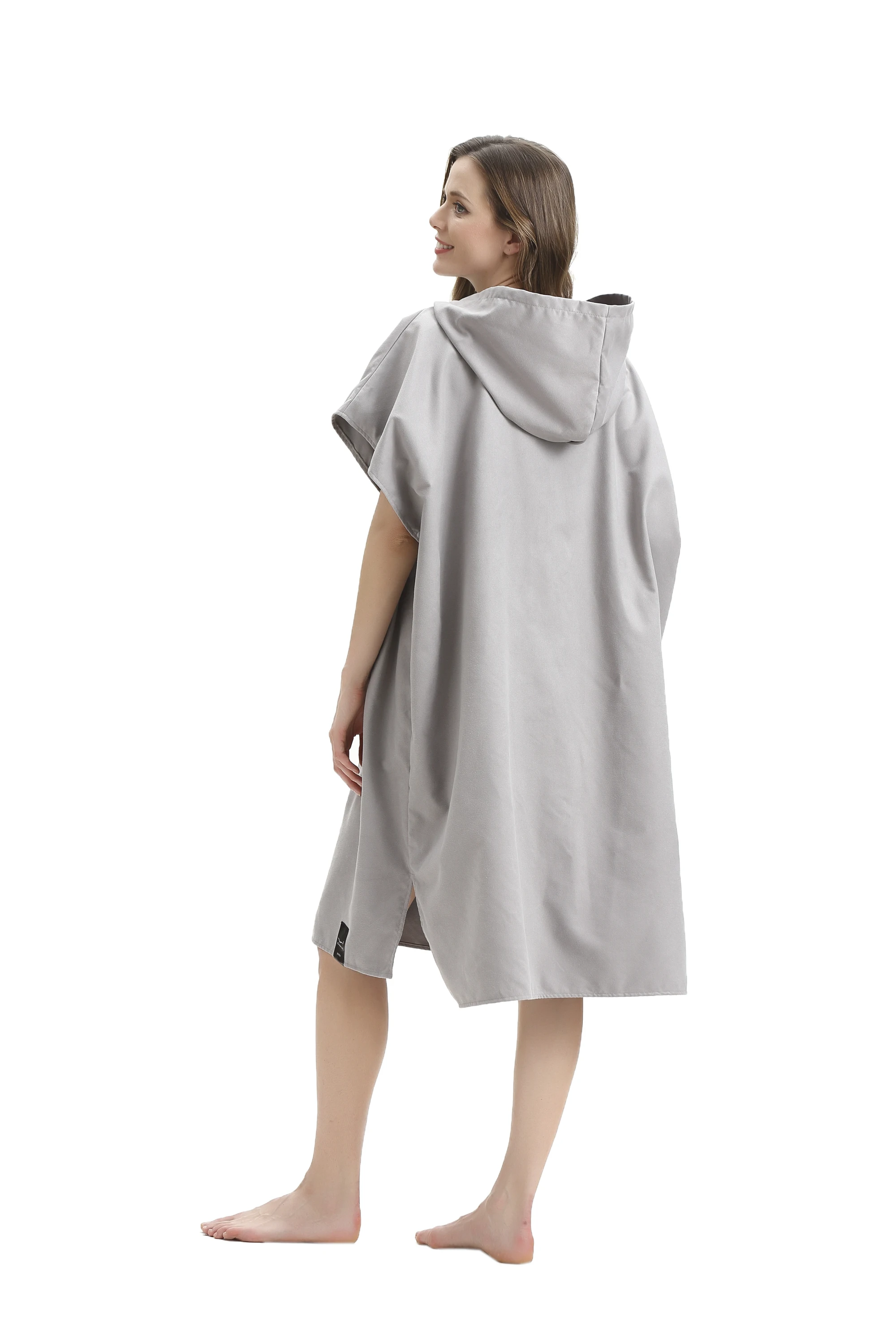 One Size Fit All Microfiber Surf Beach Wetsuit Changing Towel Bath Robe Poncho with Hood