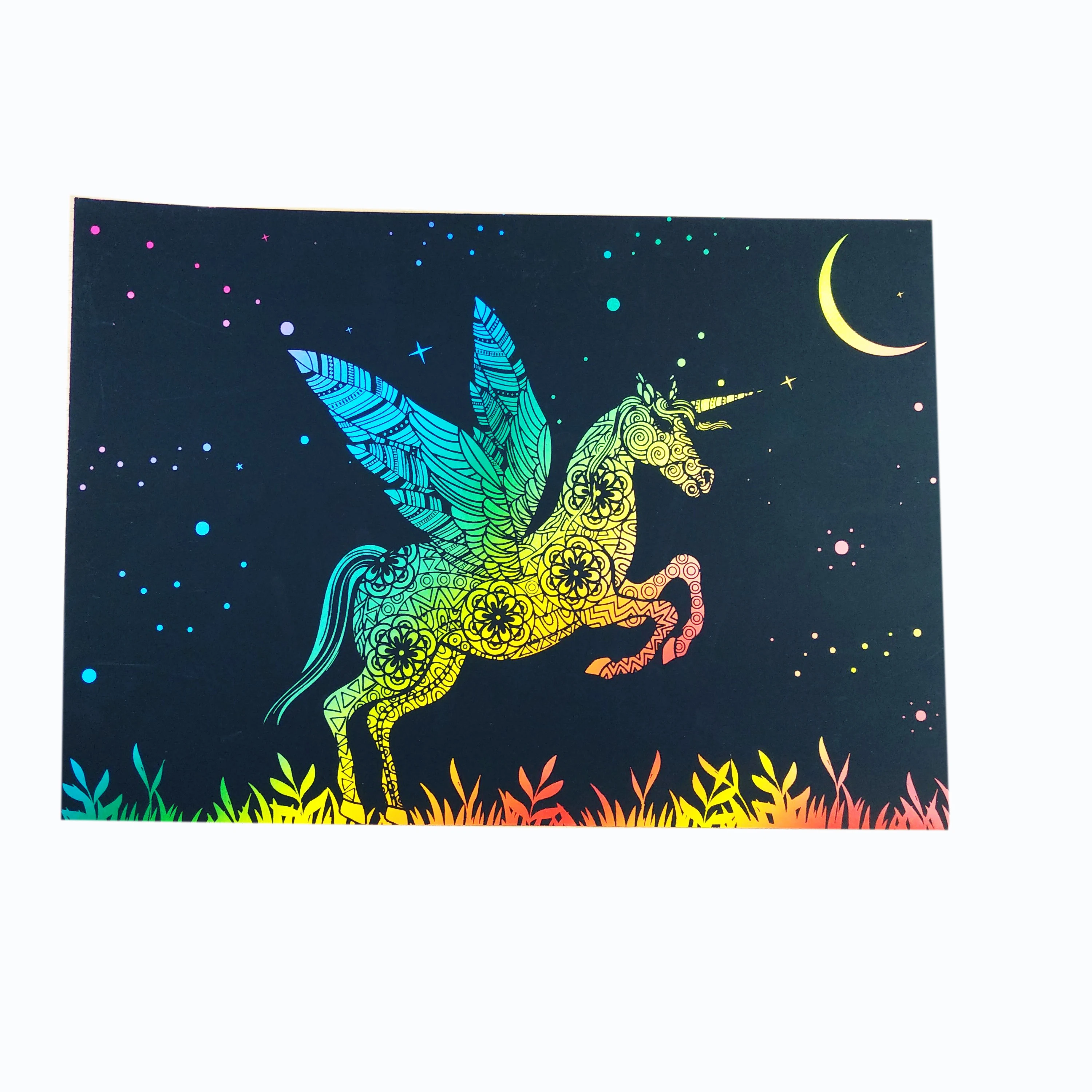 Colorful custom scratch card paper kids DIY rainbow scratch paper with pen for promotional gift