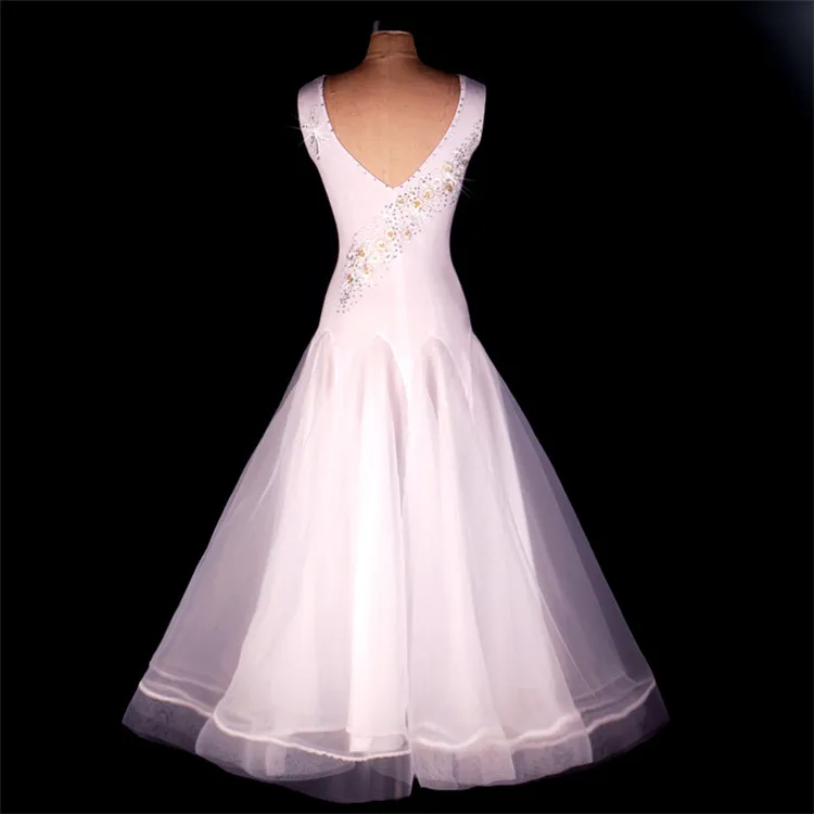 Лидер продаж, женское платье для соревнований на заказ, Белое Бальное Платье