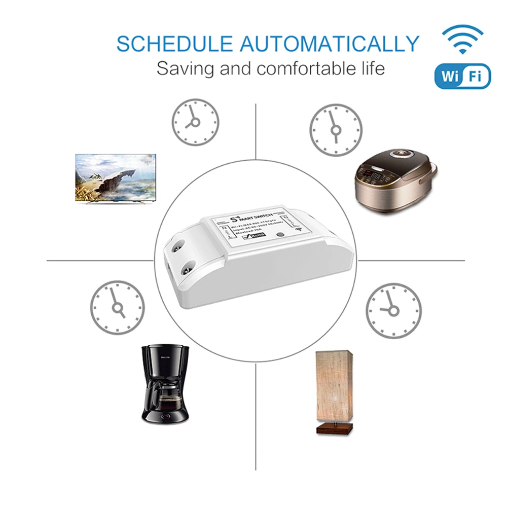 Tuya Wifi Switch Smart Breaker Wireless Remote Control electric for home appliances, compatible with Alexa DIY Home via phone