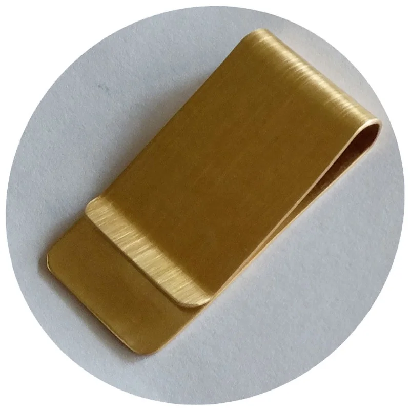 50*26mm Custom Logo Brushed Finish Brass Cash Money Clips Credit Card Holder