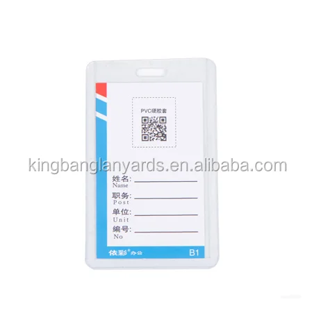 Badge holder hard pvc clear plastic id card case holder
