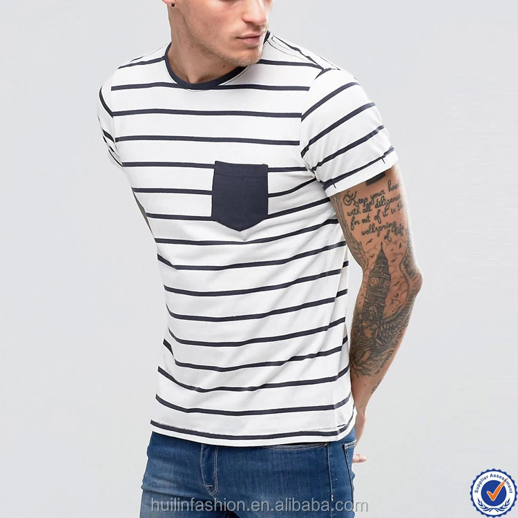 wholesale clothing dubai short sleeve mens t shirts wholesale chest pocket striped t-shirt