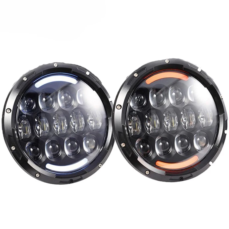 Guangzhou supplier 7 inch round led headlight for toyota for Jeep car led headlight turn signals warning day time running light