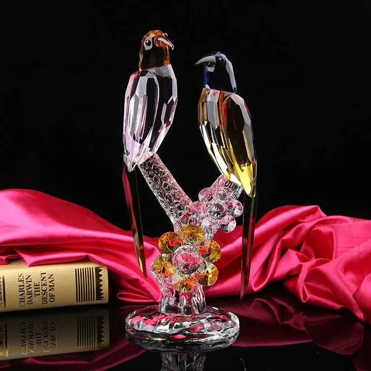 Wholesale Unique Handmade Crystal Glass Animal Model Magpie figurine for Wedding Christmas Gifts