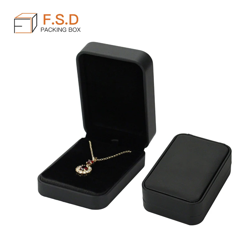 FSD  Custom black PU Leather necklace jewelry Box   bracelet luxury jewelry box packaging