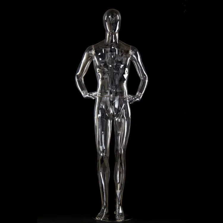 Plastic light weight pc clear transparent full body tall egg head male mens mannequin for window display