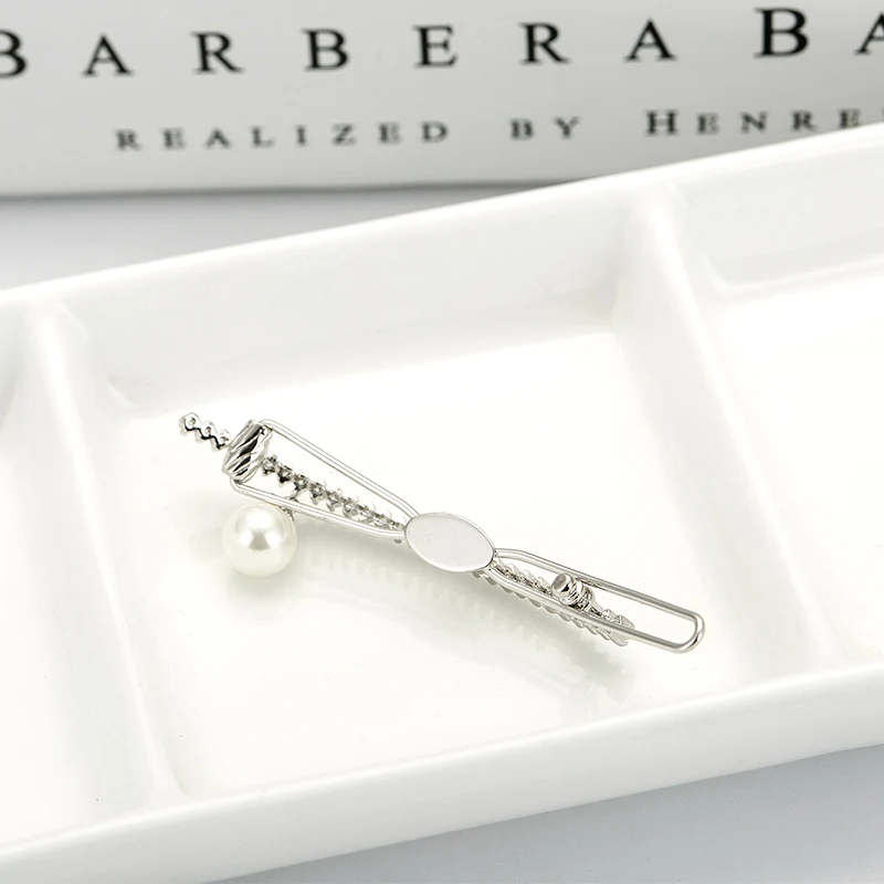 Оптовая продажа, модные свадебные украшения LUOTEEMI, женские заколки для волос с белым золотым покрытием и фианитом для подружки невесты, со стразами и белым жемчугом