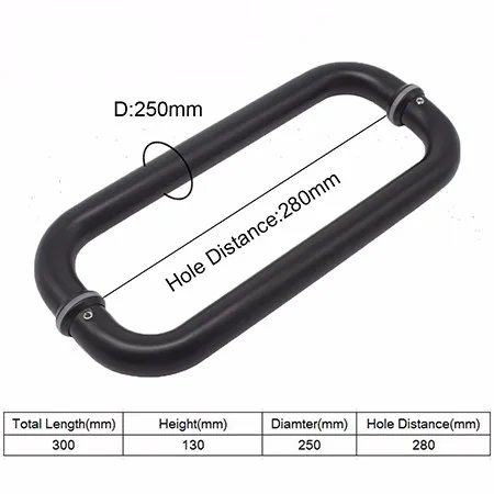 Stainless Steel Matte Black O Shape Glass Push Pull Door Handle