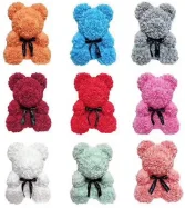 Wholesale Customized Rose Bear Rabbit Unicorn Artificial PE Flower DIY Artificial Flower With Box 40cm /25cm