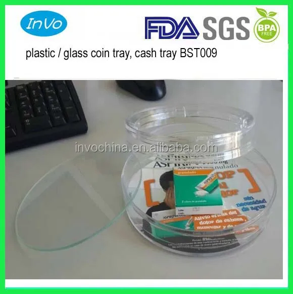 plastic round cash tray, Acrylic round coin tray BST009