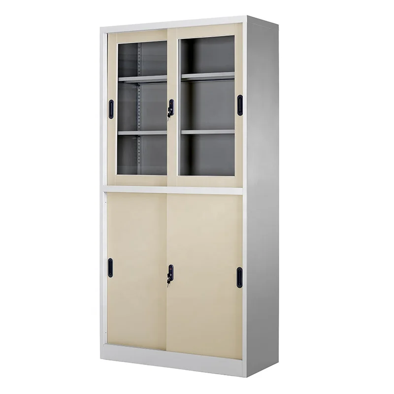 school use laboratory steel storage glass door with drawer and adjustable shelves locker cabinet