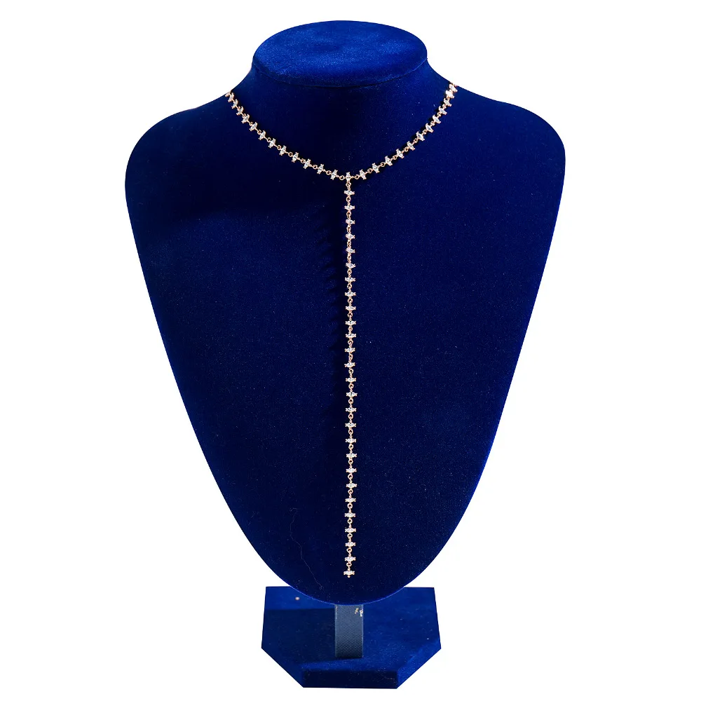 
Wholesale Fashion Jewelry Long Choker Necklace 18k Gold Plated 