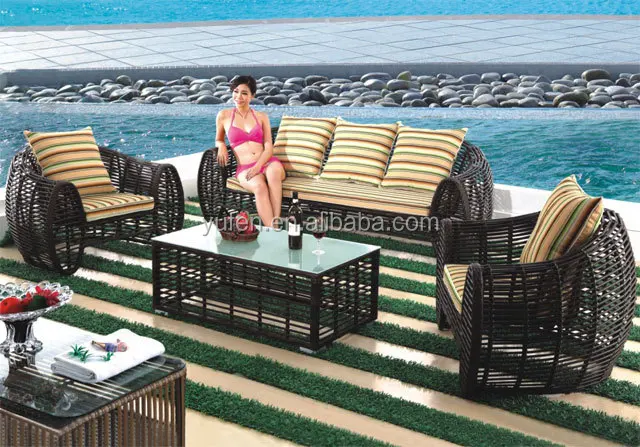 used rattan furniture half moon sofa