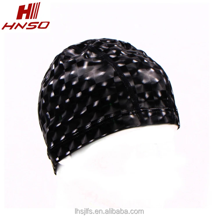 
High stretch waterproof custom logo ear-protection dreadlocks PU fabric swim caps 