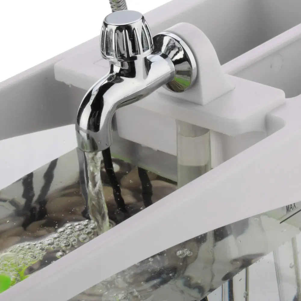 USB Desktop Aquarium Mini Fish Tank with Running Water LCD Time Clock Alarm Colorful LED Lamp Light Calendar Holds 1.5 Quart for