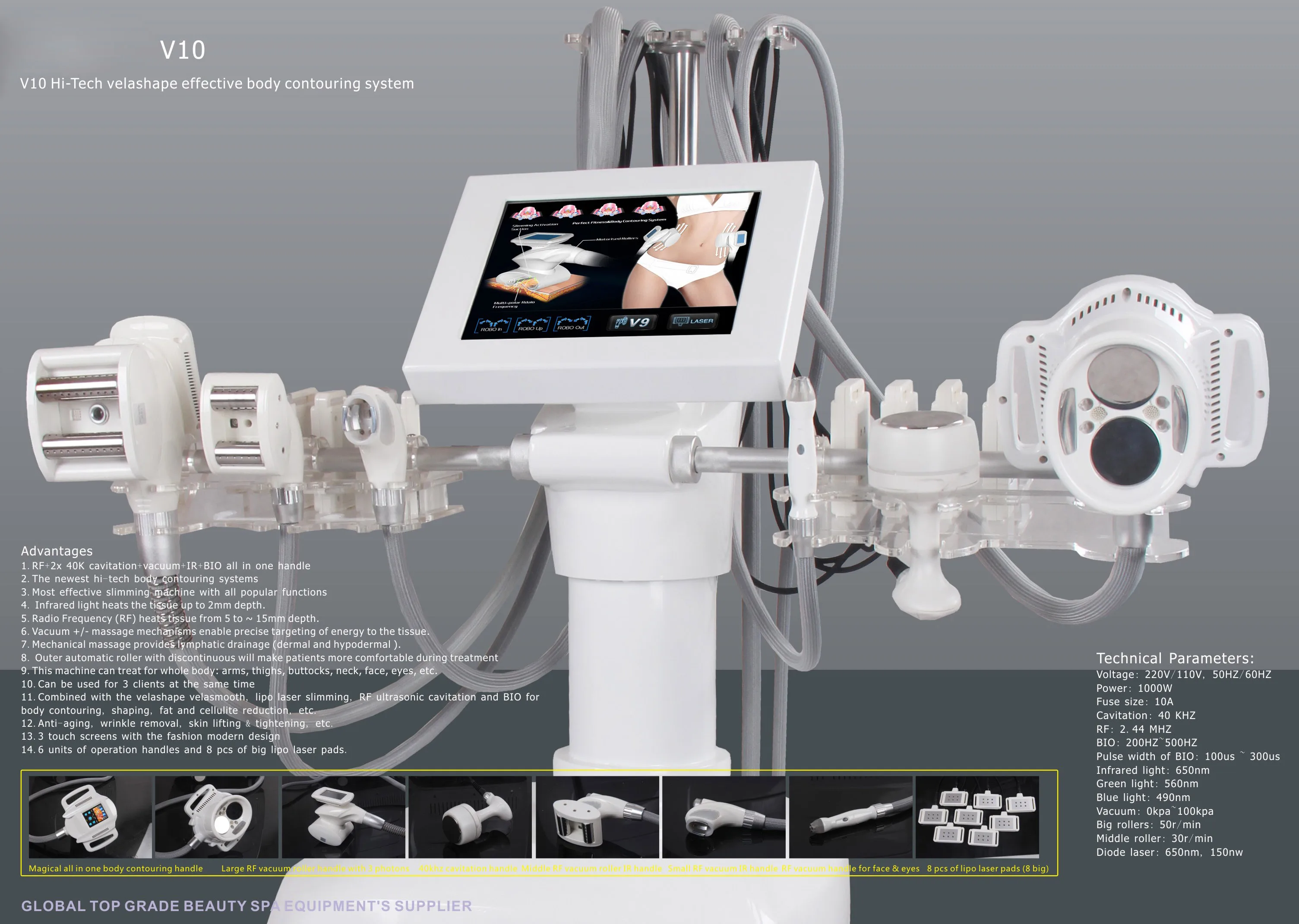 7 in 1 beauty spa equipment V9 Body shape  V10 vacuum roller body slimming cavitation body slimming machine