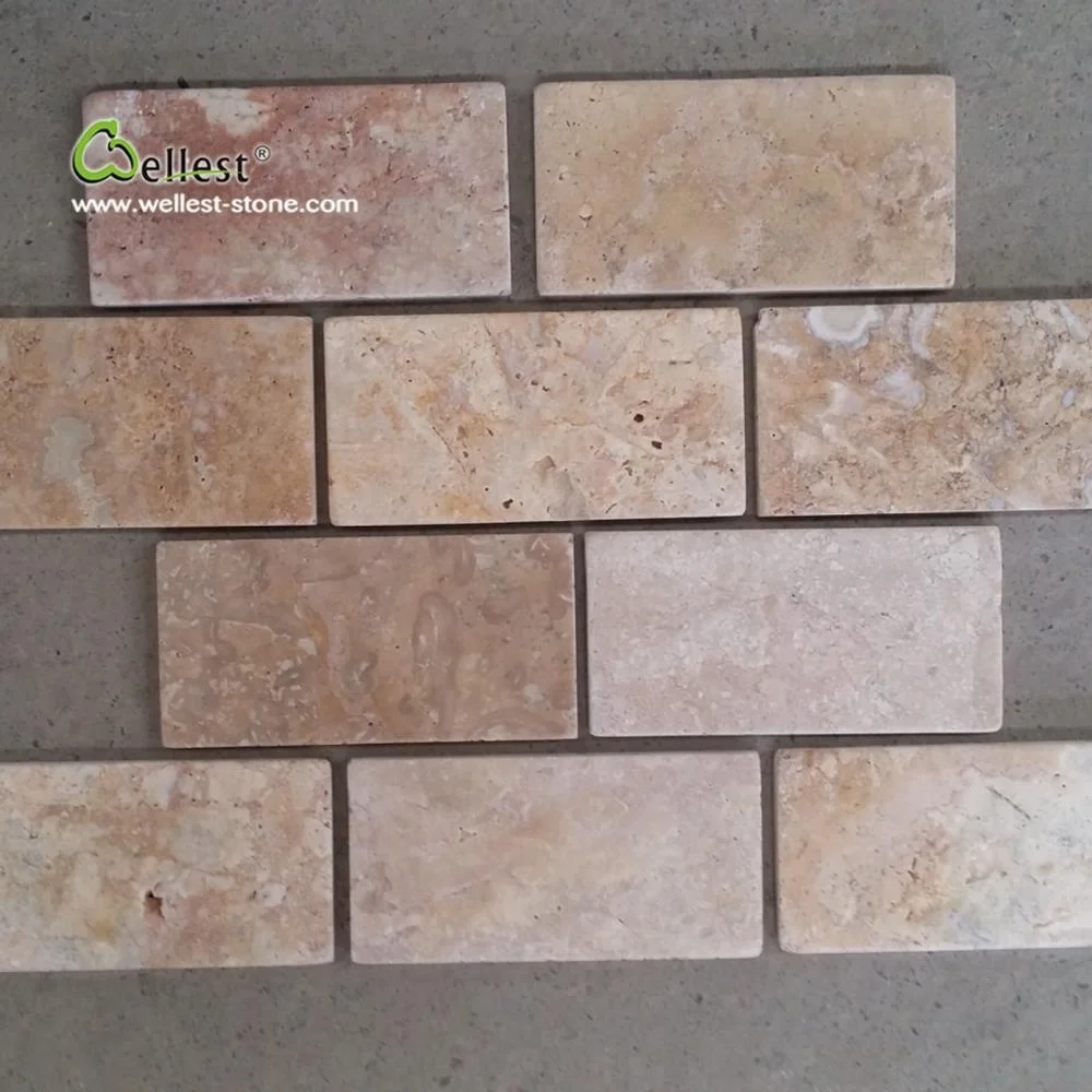 
natural travertine tumbled cube stone for paving stone 