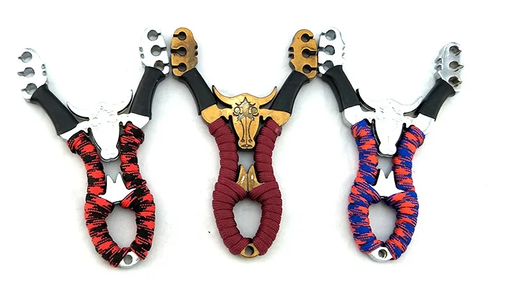 Metal Rubber Powerful Catapult Folding Hunting Slingshot Bands Outdoor SP011