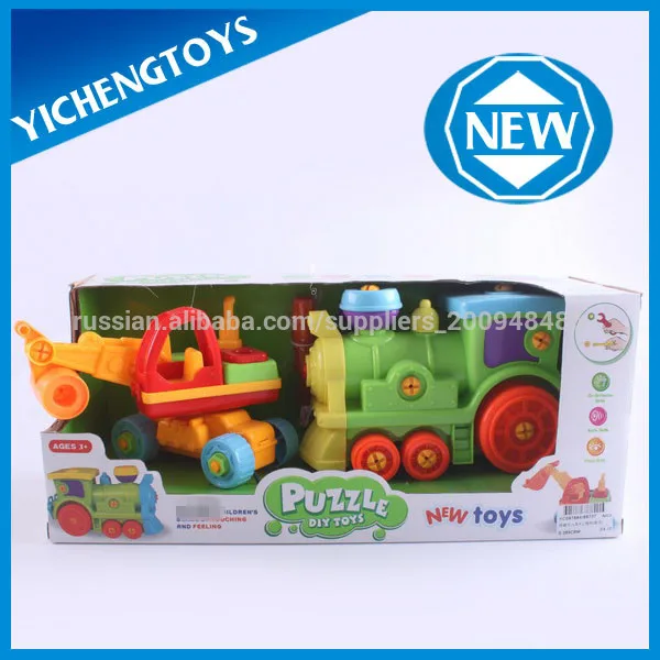 3d diy пластиковых головоломки поезд и инженерных ван с набора инструментов