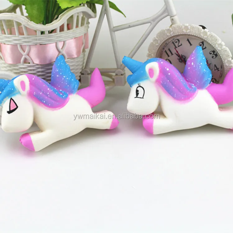 Top quality super soft slow rising toys PU squishy flying horse unicorn for stress release