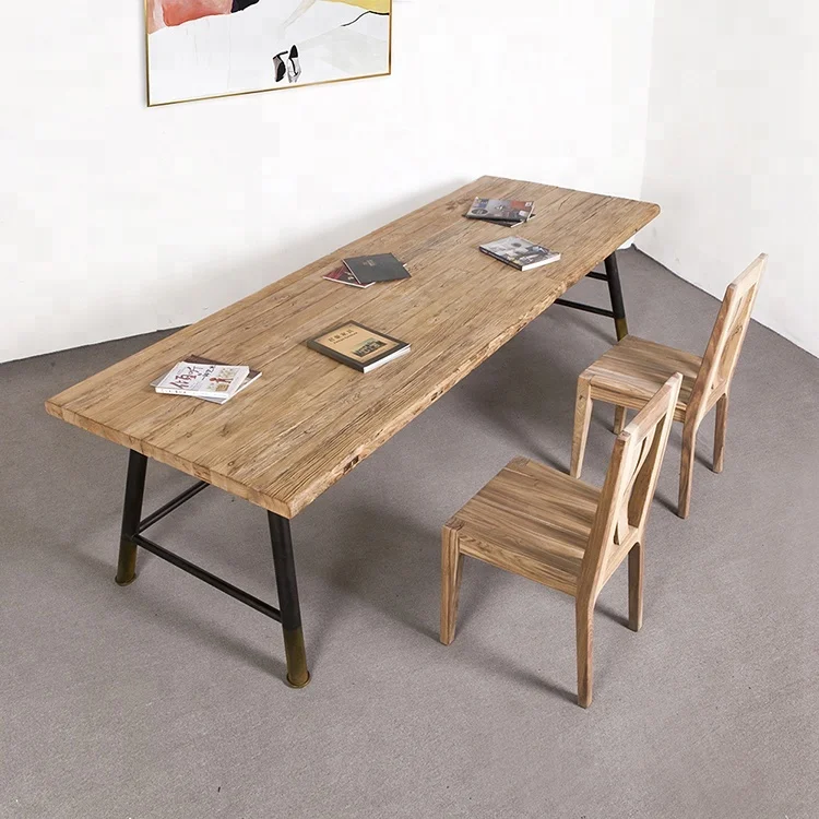 industrial vintage reclaimed recycled wooden work table