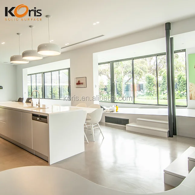 Koris customized acrylic solid surface white kitchen sink