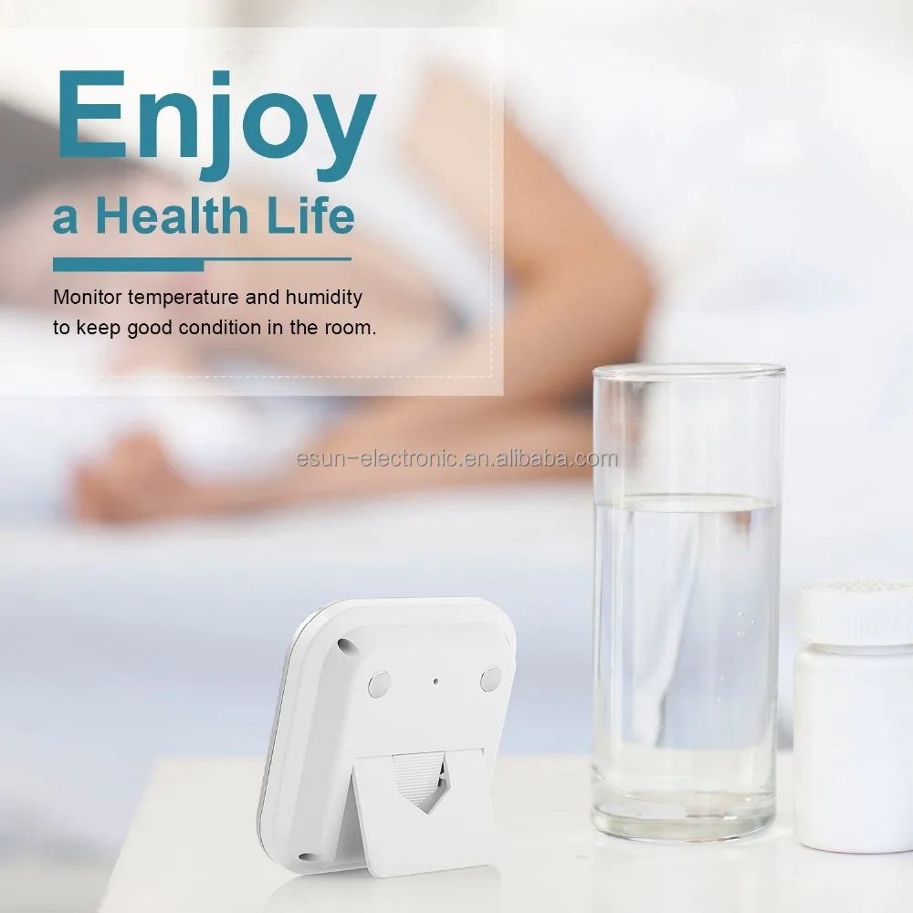 Indoor Thermometer Temperature Humidity Monitor with Smart Touchscreen Backlight Built-in Clock & Timer Digital Hygrometer