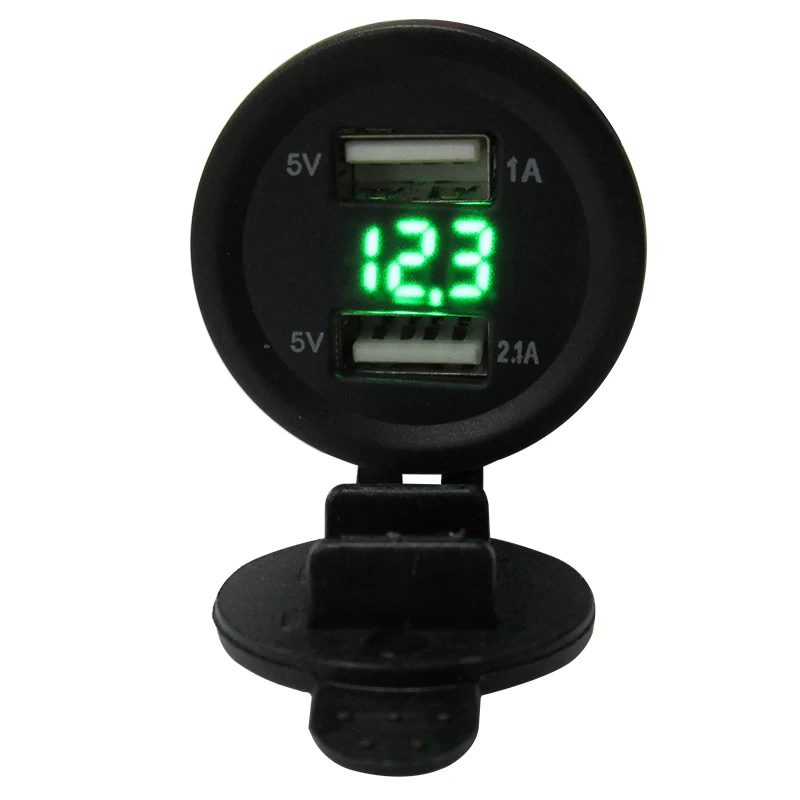 Автомобиль Мотоцикл лодка Зарядное устройство USB LED цветной экран вольтметр Панель розетки