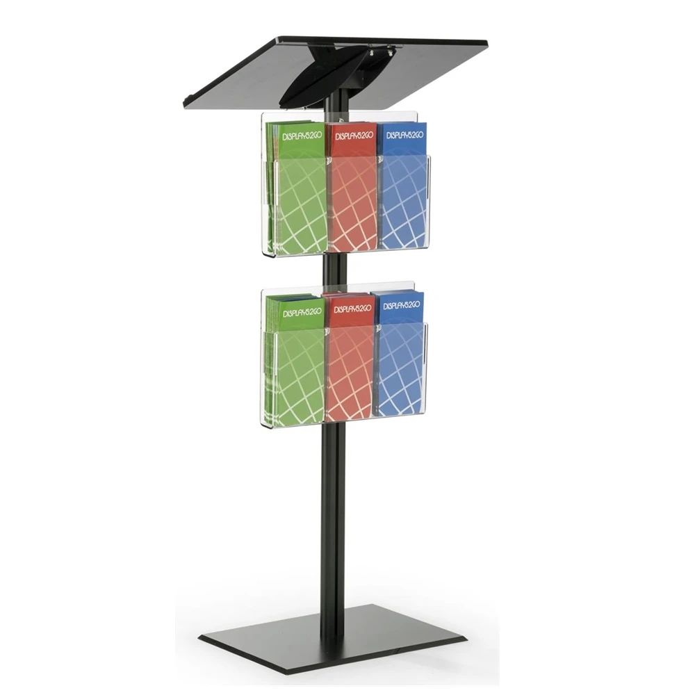 Modern Acrylic Podium Pulpit Lectern with 6 Brochure Pockets