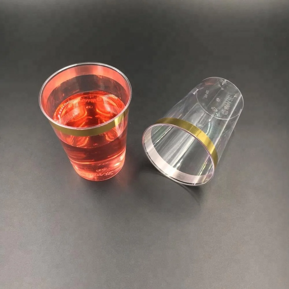 300ml plastic gold rim disposable cup manufacturer
