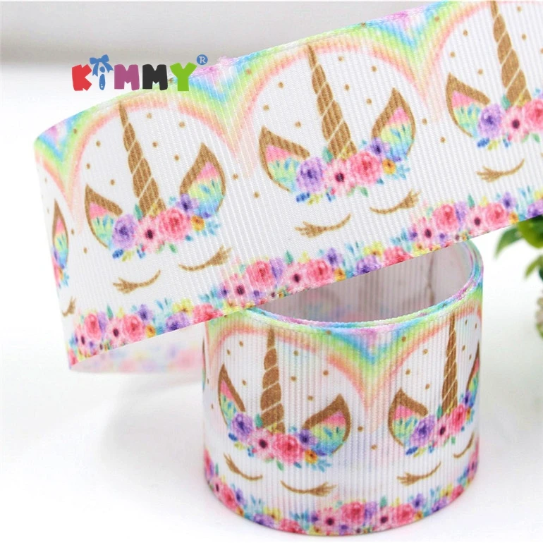 38mm Width Printed Grosgrain Ribbons Unicorn Wedding Decoration Packing Cinta Fita Ribbons Unicorn Gift