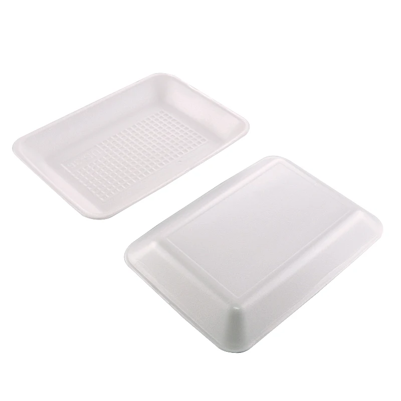21*15*2.5 Disposable plastic foam tray food grade ps material foam plate for supermarket frozen meat food pack party plate