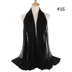 High Quality Cheap Plain Polyester Pearl Chiffon Fashionable Muslim Women Long Hijab Scarves Scarf
