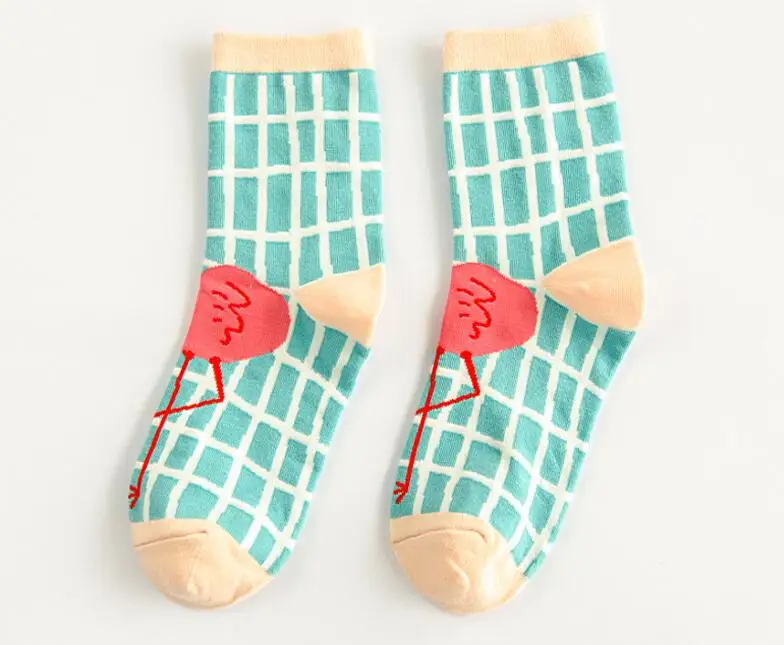 Womens Girls Cute Funny Socks Casual Crew Animal Flamingo Knitted Cotton sock