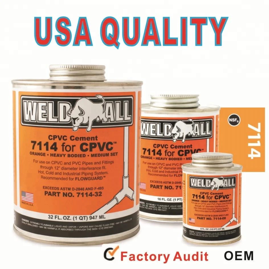 Высококачественный оранжевый клей для труб CPVC, растворитель цемента cpvc
