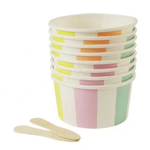 4oz 6oz 8oz Disposable Kraft Ice Cream Container Sundae Paper Ice Cream Cup Bowl Yoghourt Paper Cup