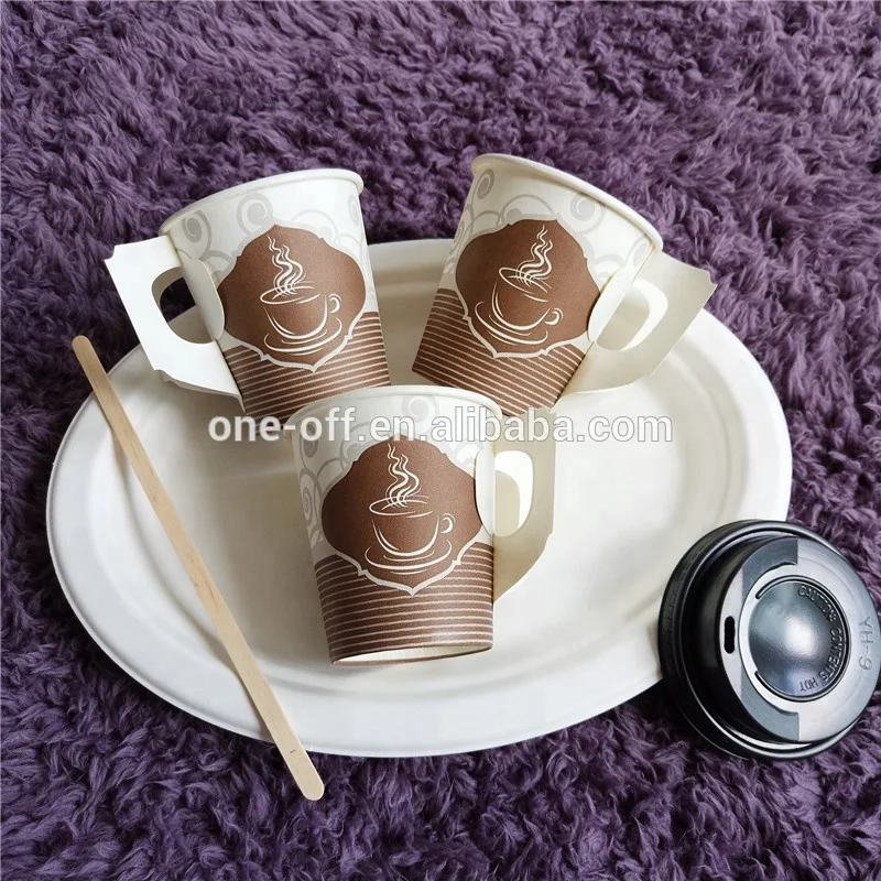 
Happy pack disposable Single wall dsign ice cream Paper Cup with handle 